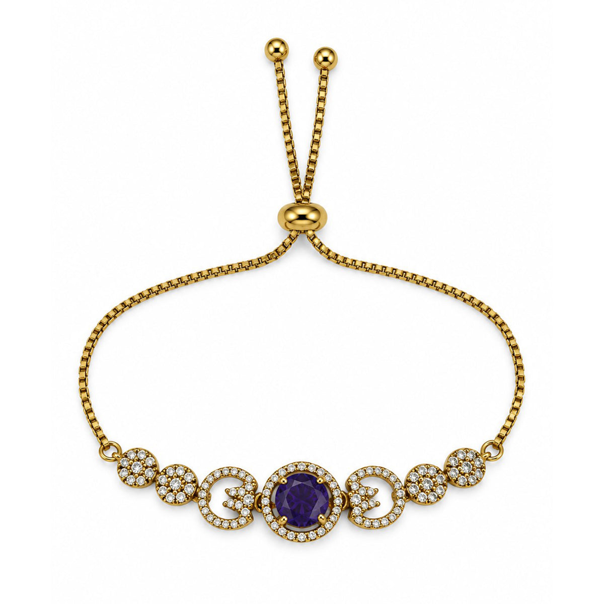 South Indian Gold Plated Purple AD Adjustable Bracelet for Women
