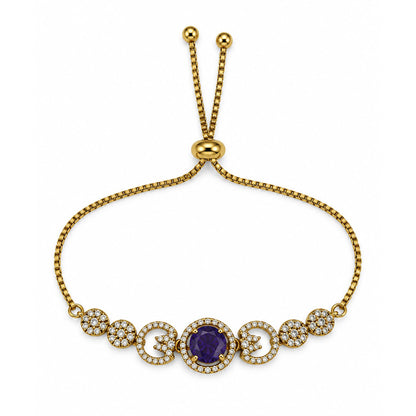 South Indian Gold Plated Purple AD Adjustable Bracelet for Women