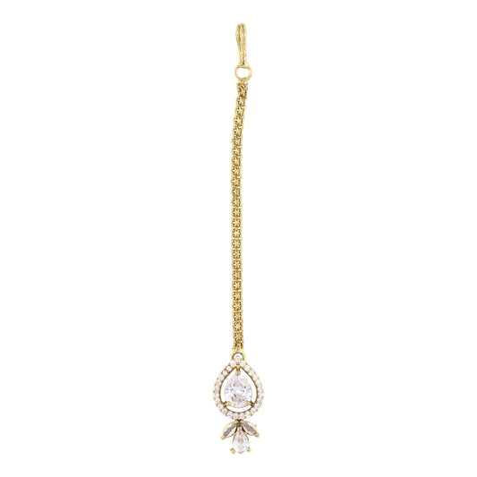 Gold Plated AD Maang Tikka for Women