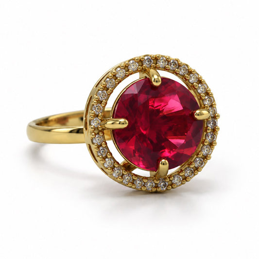 22K Gold Plated Red AD Finger Ring for Women