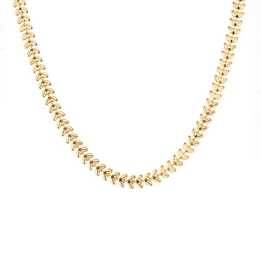 Gold Plated Minimal Leaf Chain Necklace for Women