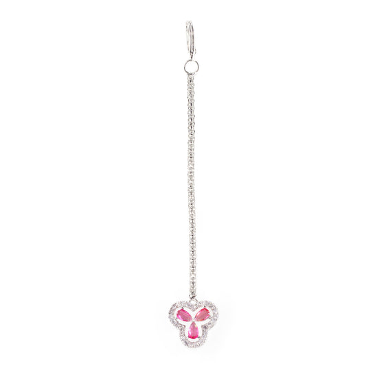 Silver Plated Pink AD Maang Tikka for Women