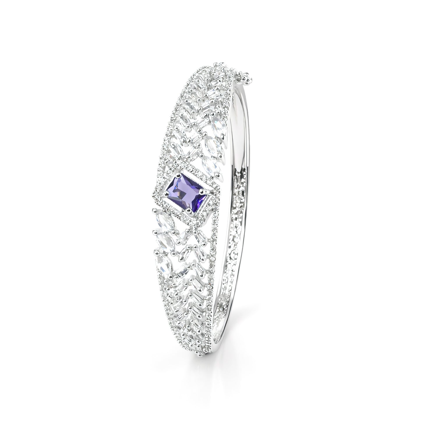 Silver Plated Purple AD Traditional Bangle Bracelet for Women