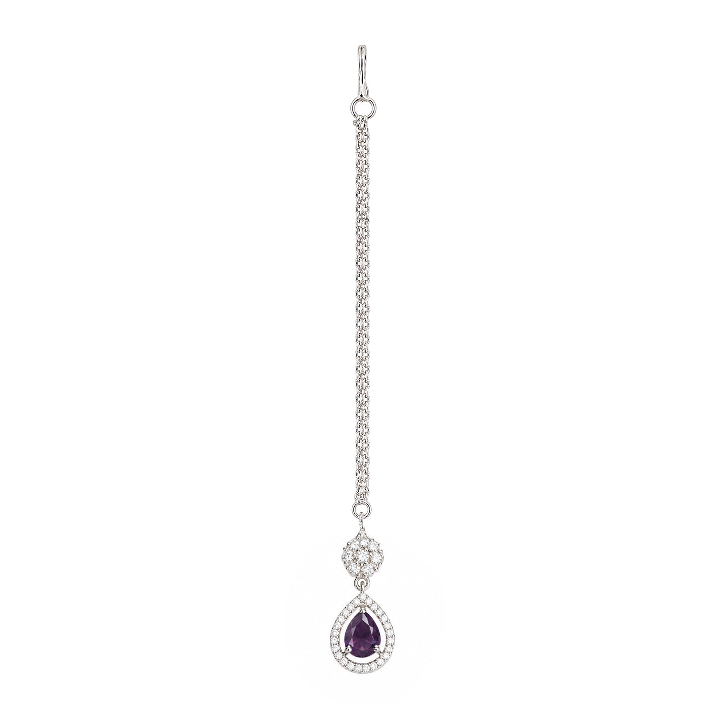 Silver Plated Purple AD Maang Tikka for Women