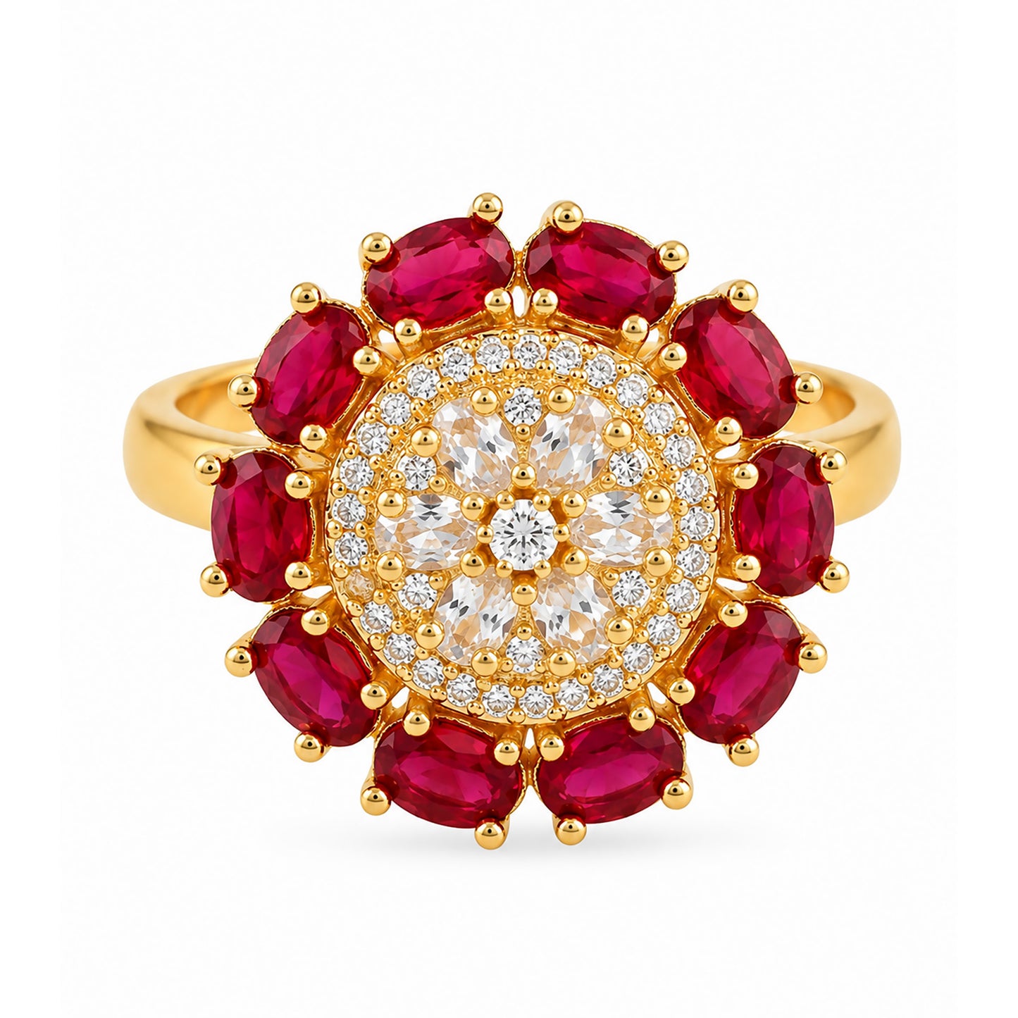 Gold Plated Red AD Finger Ring for Women
