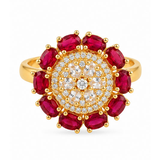 Gold Plated Red AD Finger Ring for Women