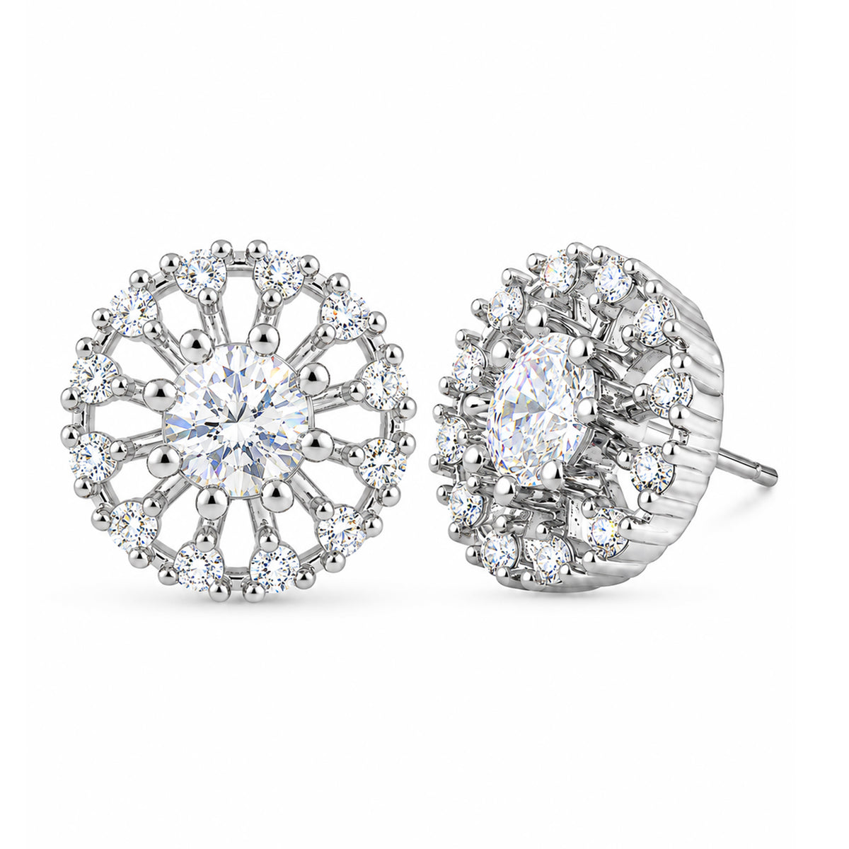 Rhodium Plated AD Stud Earrings for Women