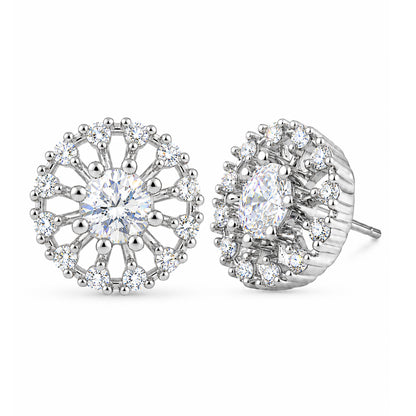 Rhodium Plated AD Stud Earrings for Women