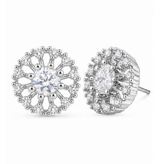 Rhodium Plated AD Stud Earrings for Women