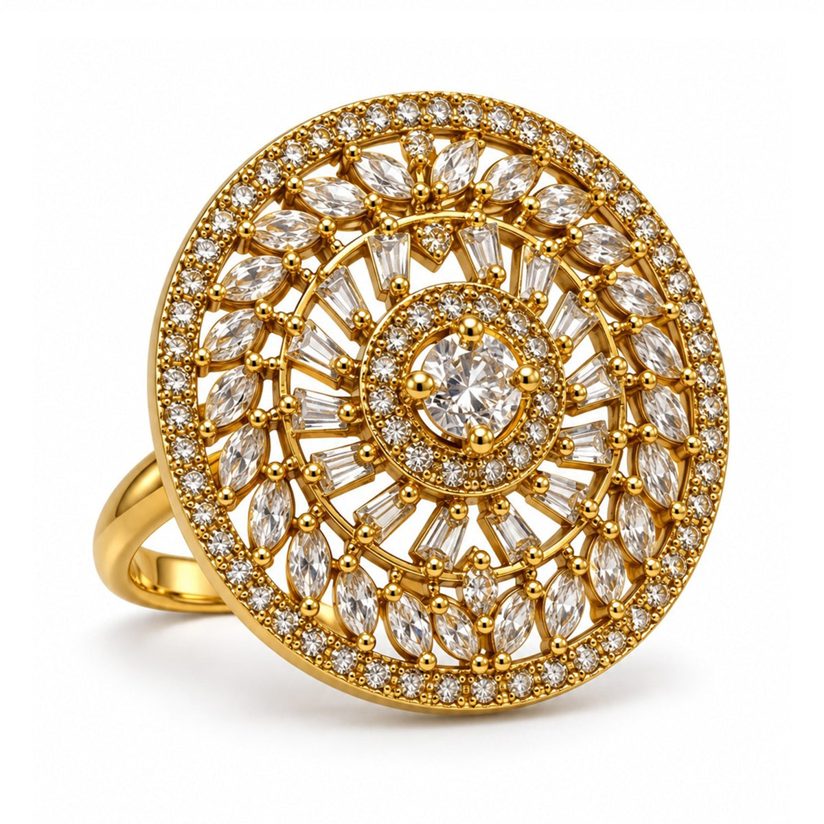 Antique Gold Plated AD Finger Ring for Women