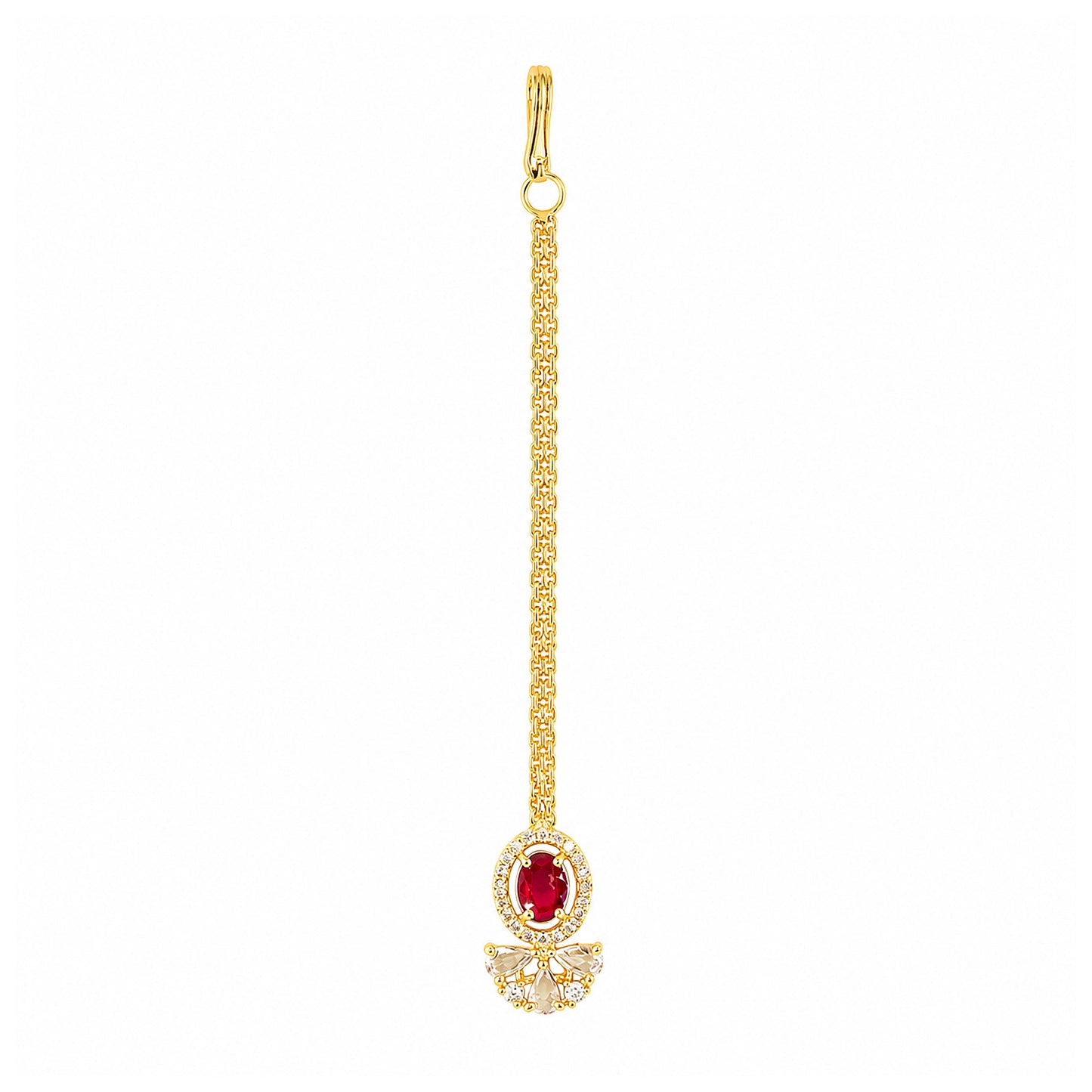 Gold Plated Red AD Maang Tikka for Women