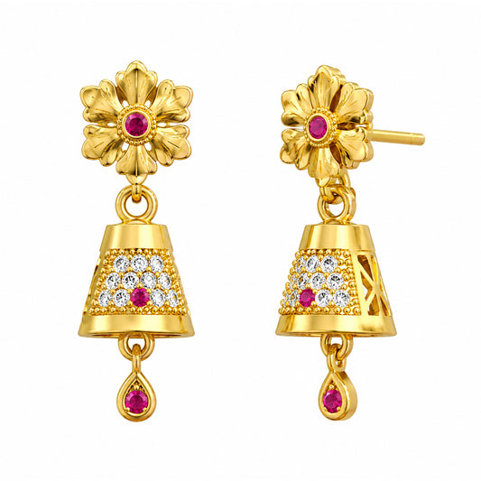 Micro Gold Plated AD Jhumki Earrings for Women