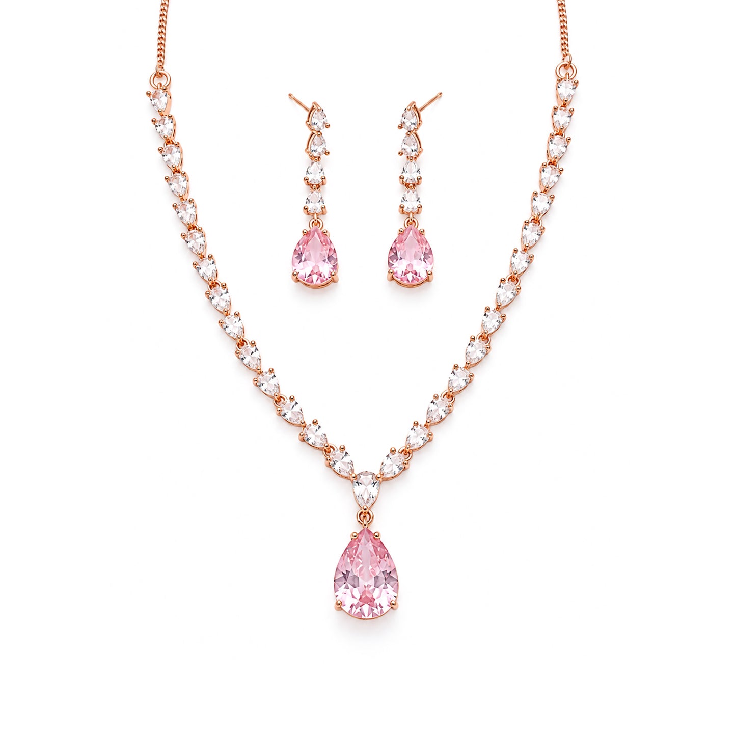Rose Gold Plated AD Jewellery Set for Women