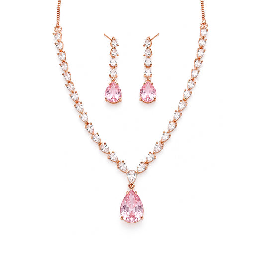 Rose Gold Plated AD Jewellery Set for Women