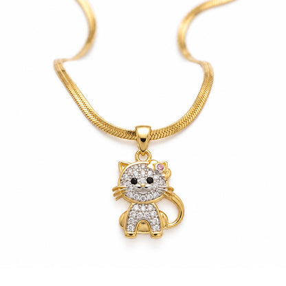 Gold Plated Kitty AD Pendant for Girls