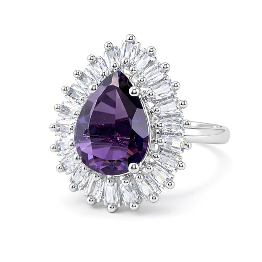 Silver Plated Purple AD Adjustable Ring for Women