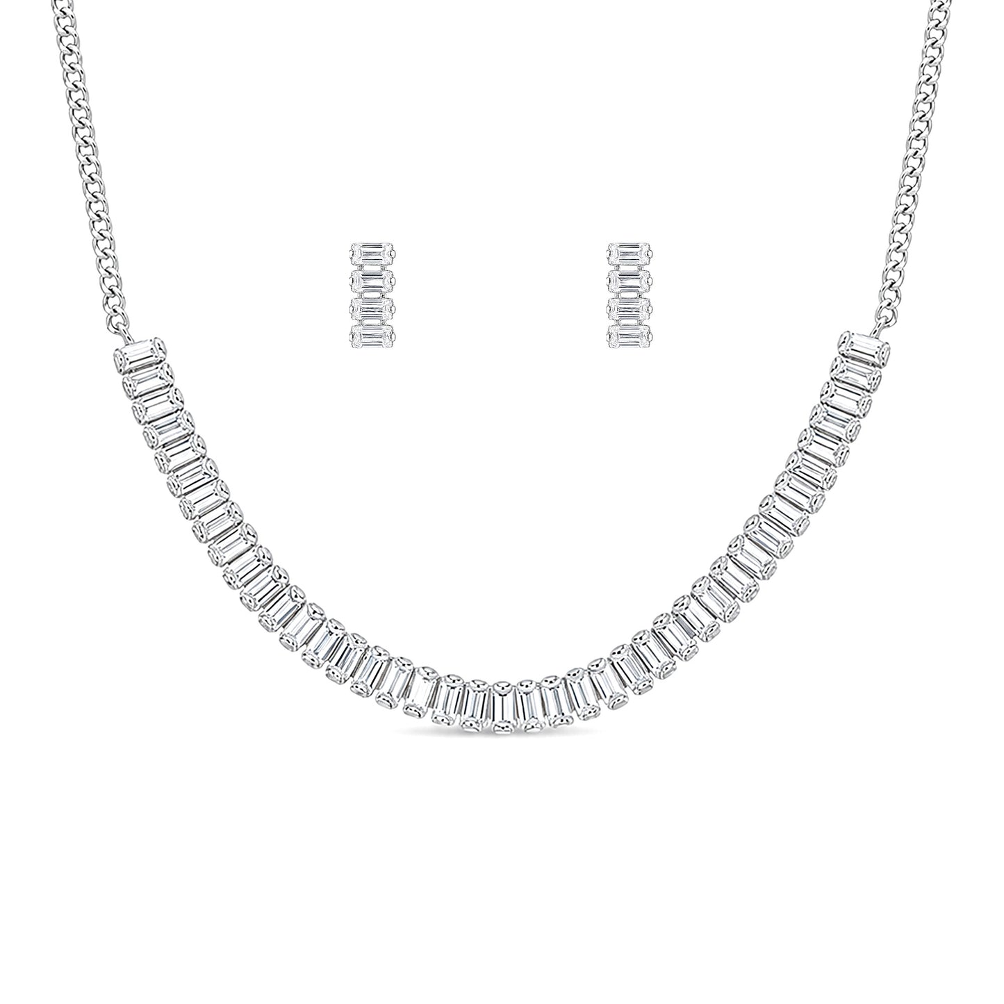 Silver Plated AD Jewellery Set for Girls