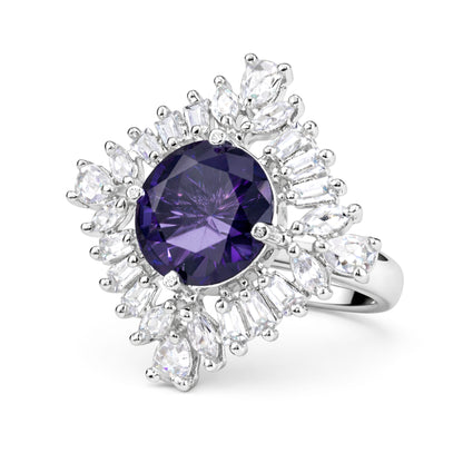 Silver Plated Purple AD Finger Ring for Women