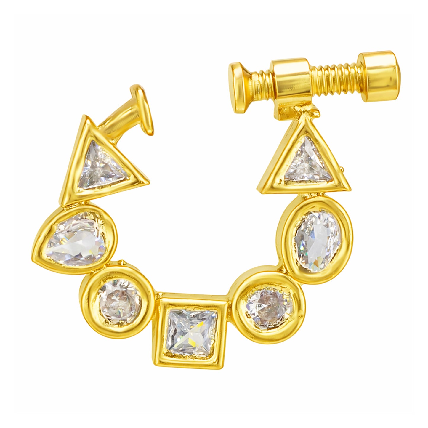 Gold Plated AD Small Non Piercing Nose Ring for Women