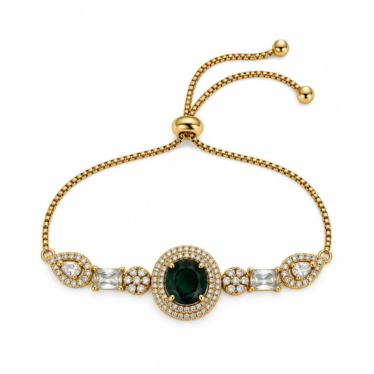 South India Gold Plated Green AD Bracelet for Women