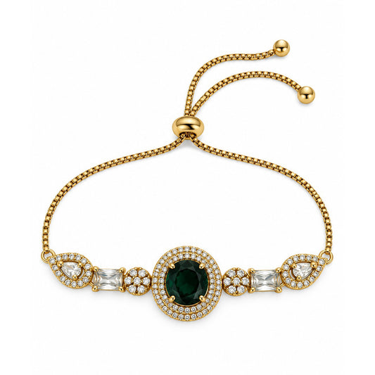 South India Gold Plated Green AD Bracelet for Women