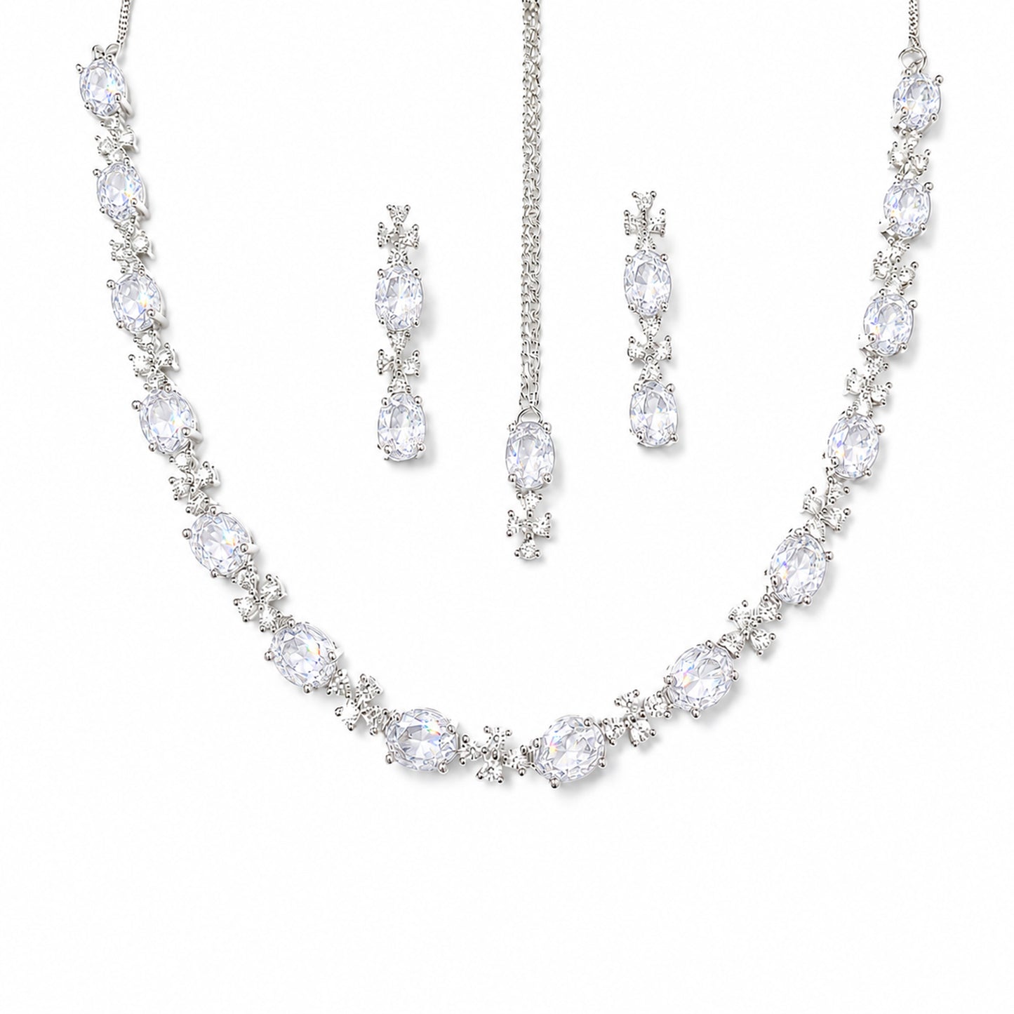 Silver Plated  AD Jewellery Set for Women