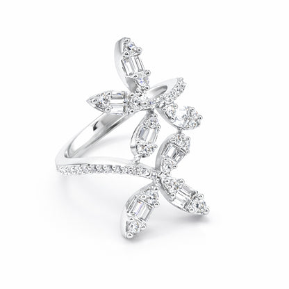 Rhodium Plated American Diamond Adjustable Ring for Women