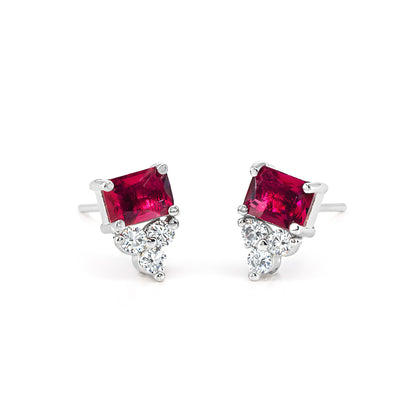 Rhodium Plated Red AD Studs for Women