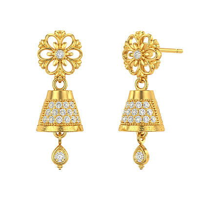 Micro Gold Plated AD Jhumki Earrings for Women