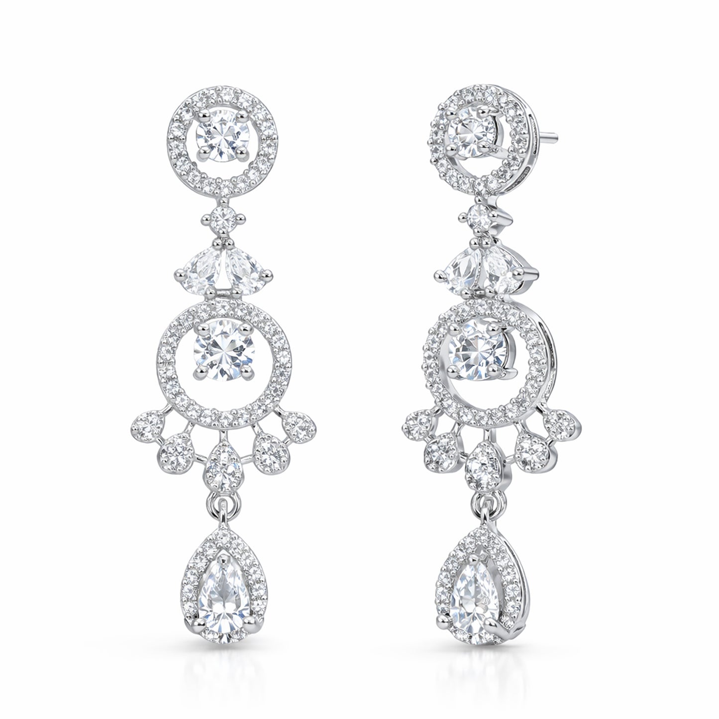 Silver Plated White AD Designer Earrings for Women