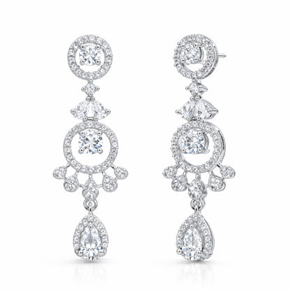Silver Plated White AD Designer Earrings for Women