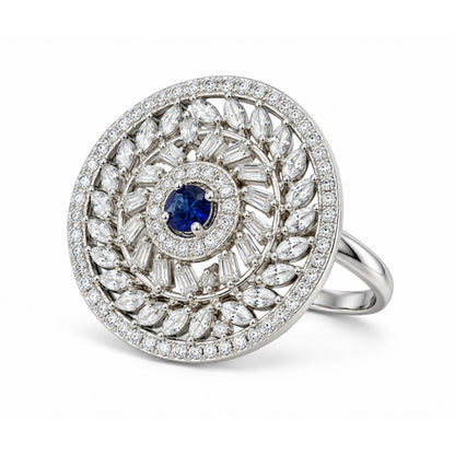 Silver Plated Blue AD Finger Ring for Women