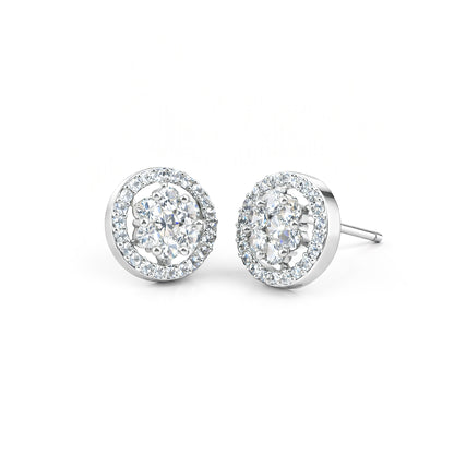 Silver Plated AD Round Stud Earrings for Women