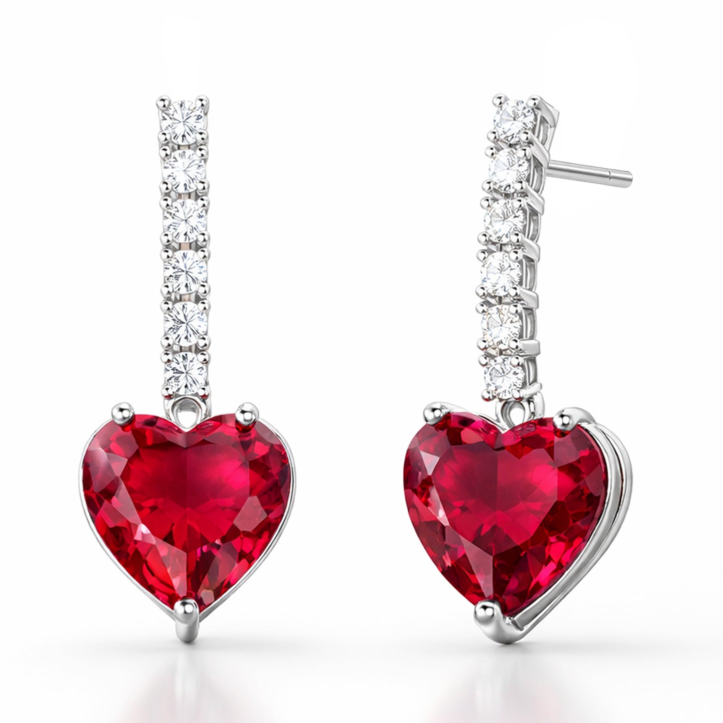 Silver Plated Red Heart AD Drop Earrings for Women