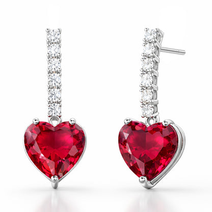 Silver Plated Red Heart AD Drop Earrings for Women