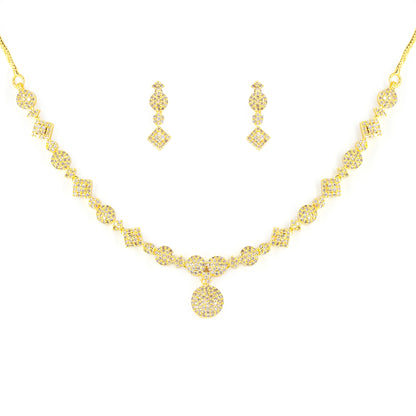 Gold Plated White American Diamond Jewellery Set for Women