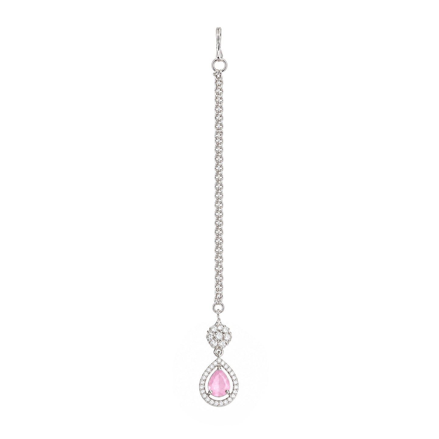 Silver Plated Pink AD Maang Tikka for Women