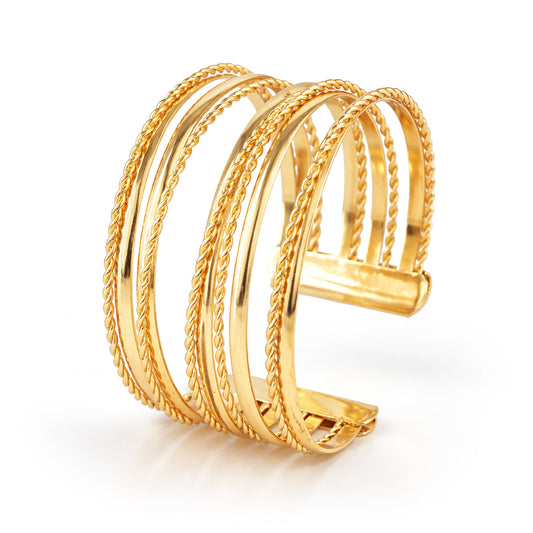 Gold Plated Adjustable Cuff Bracelet for Women