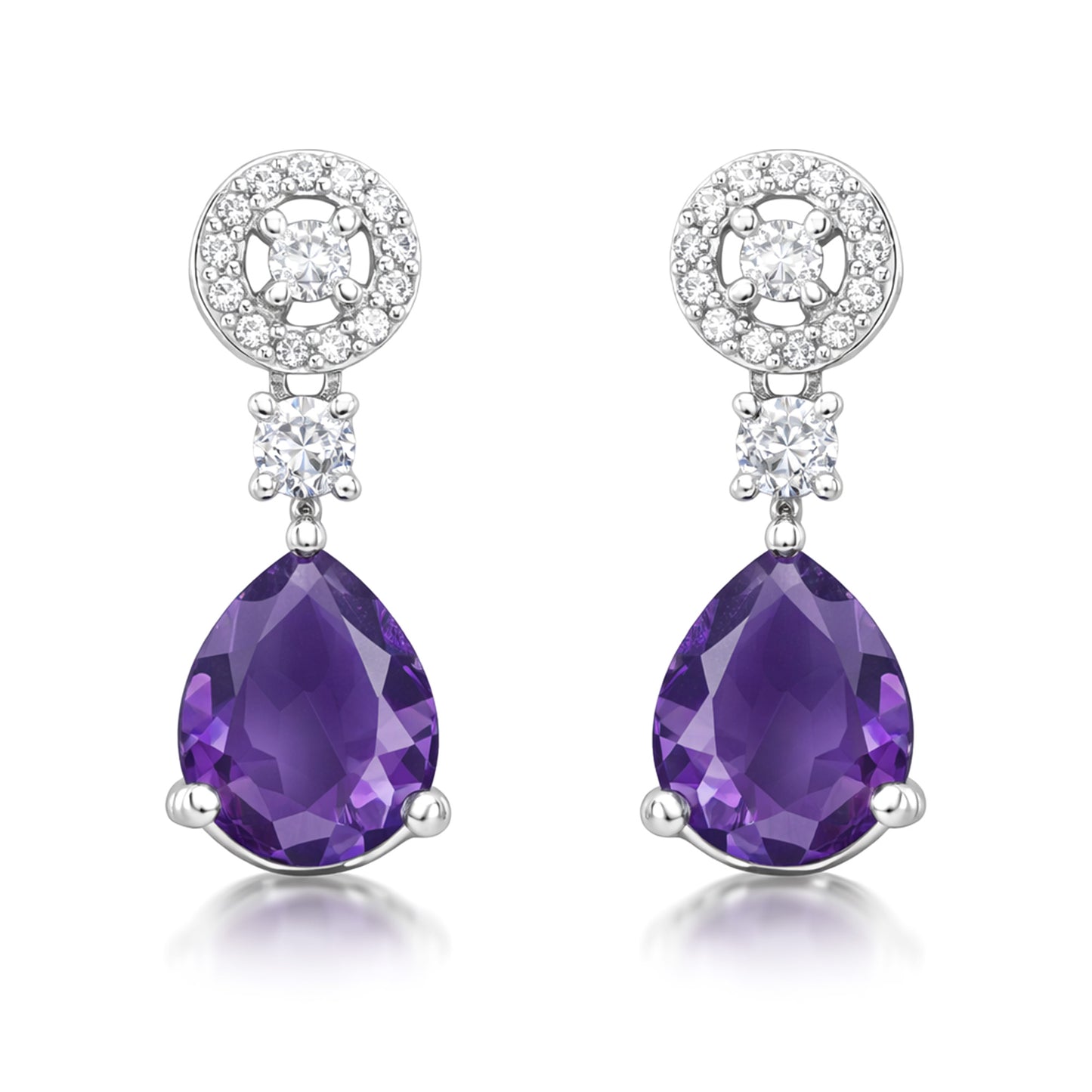 Silver Plated Purple AD Drop Earrings for Women