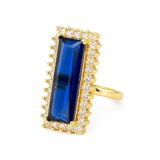 Gold Plated Blue AD Finger Ring for Women