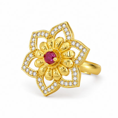 Gold Plated Anti Tarnish Red AD Finger Ring for Women