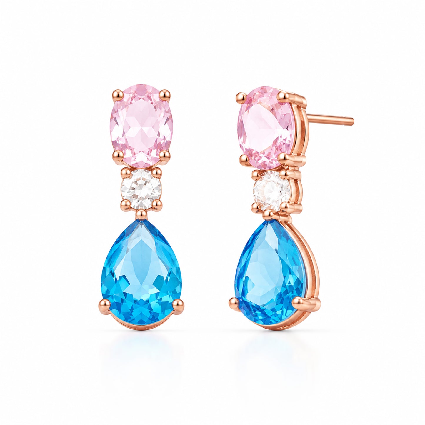 Rose Gold Plated AD Teardrop Earrings for Women