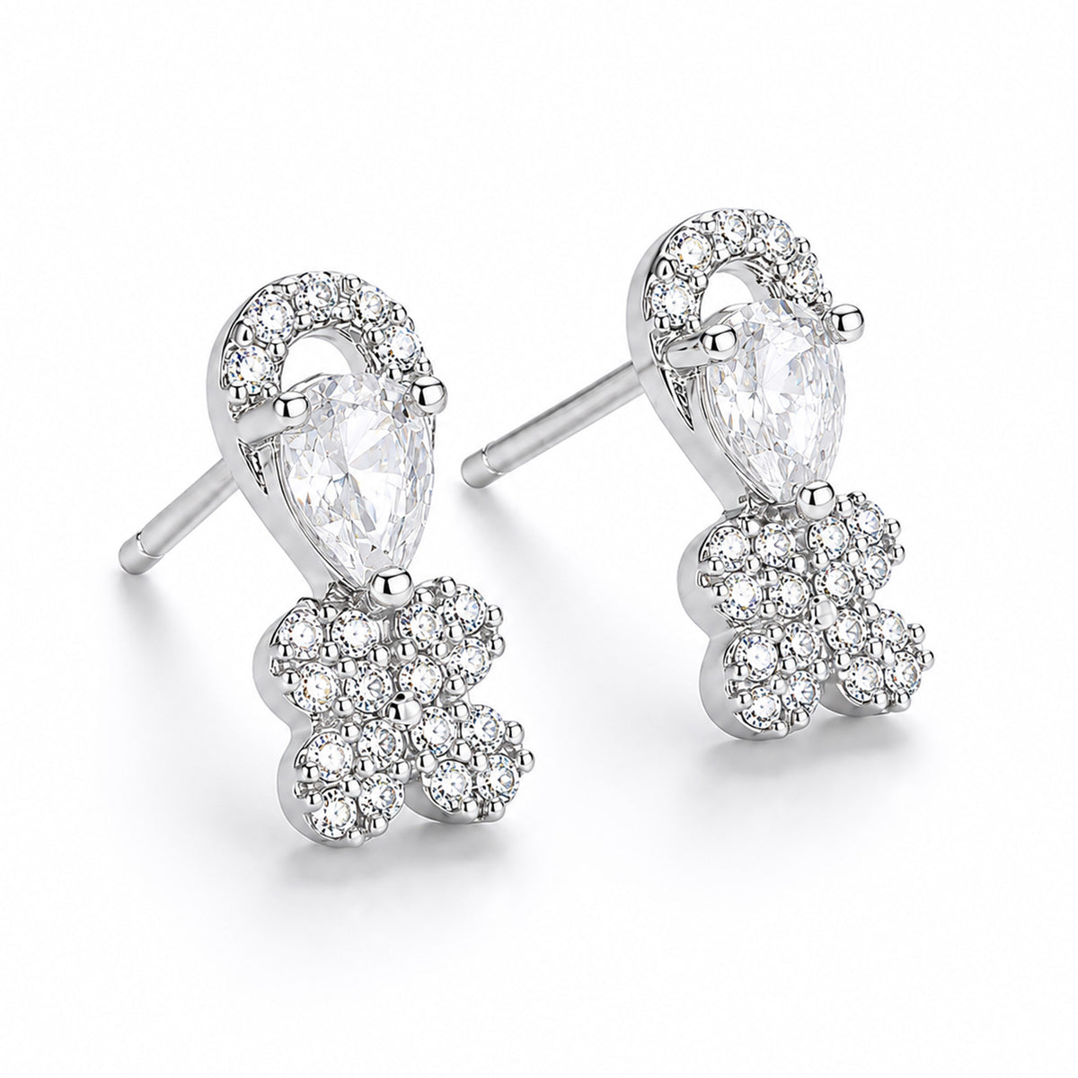 Rhodium Plated AD Stud Earrings for Women