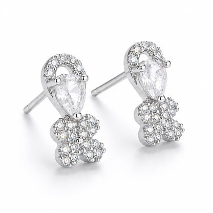 Rhodium Plated AD Stud Earrings for Women