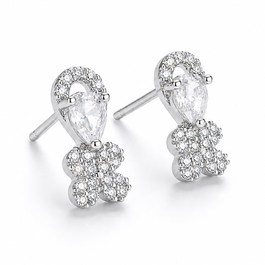 Rhodium Plated AD Stud Earrings for Women