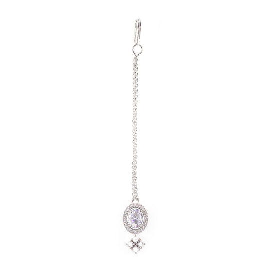 Silver Plated AD Maang Tikka for Women