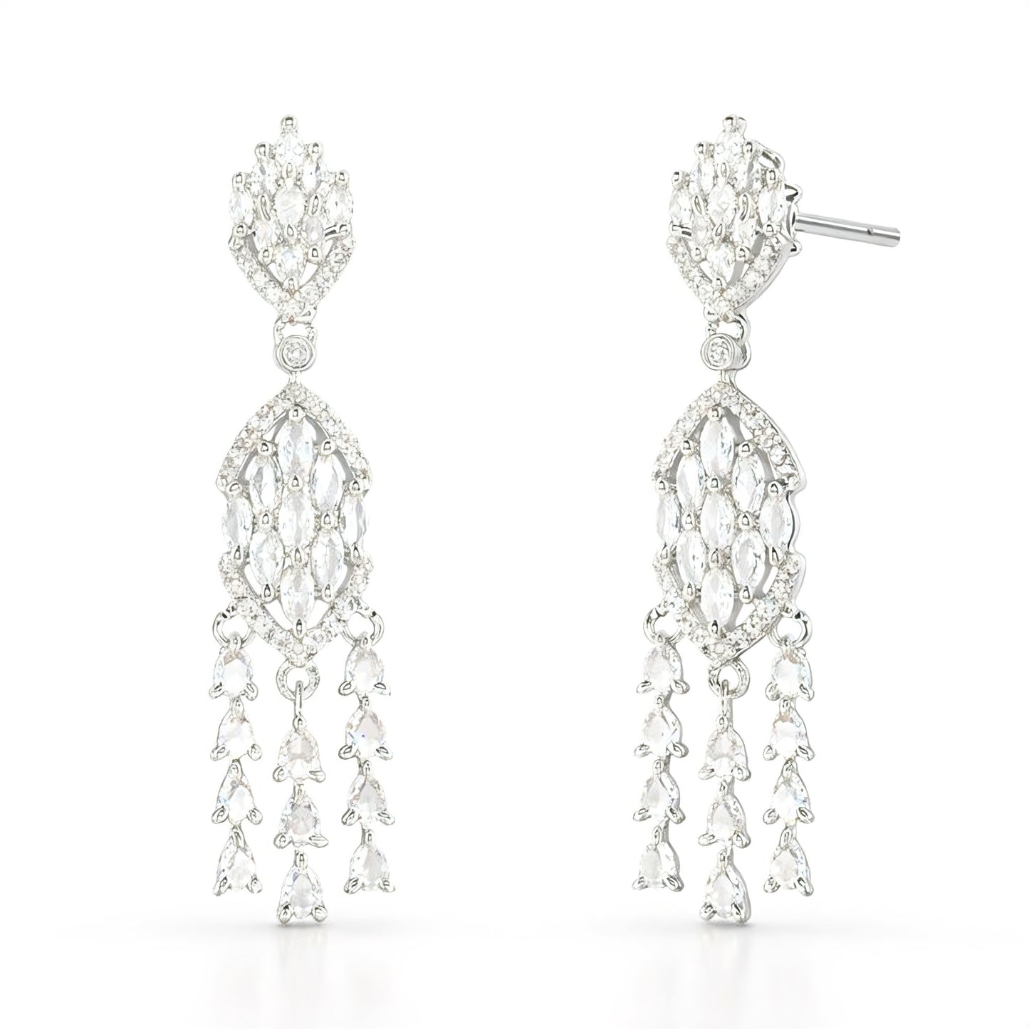 Silver Plated AD Drop Earrings for Women