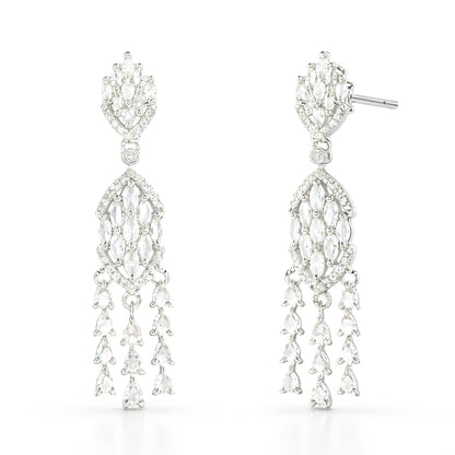 Silver Plated AD Drop Earrings for Women