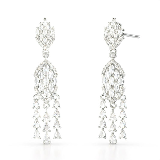 Silver Plated AD Drop Earrings for Women