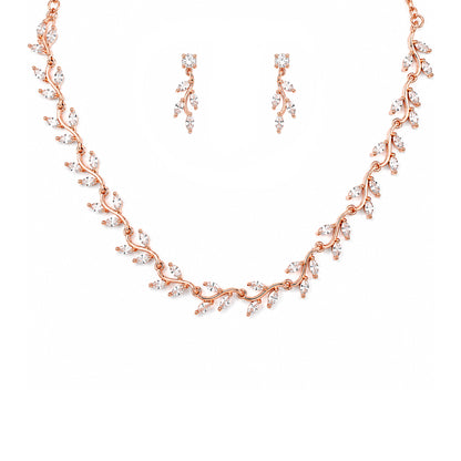 Rose Gold Plated AD Floral Jewellery Set for Women